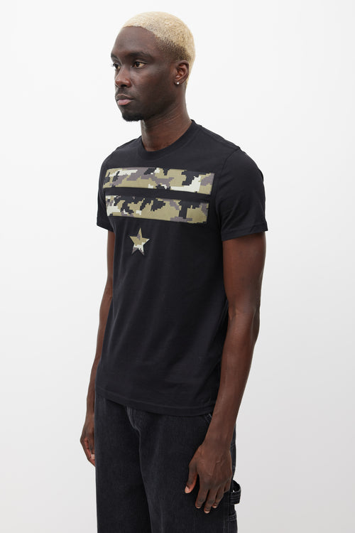 Givenchy Black & Multicolour Camo Star T-Shirt