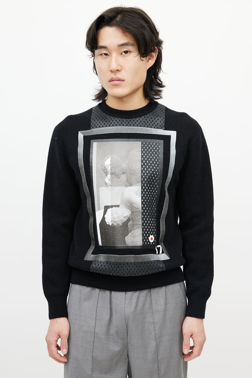 Givenchy Black & Multicolour Wool Face Sweater