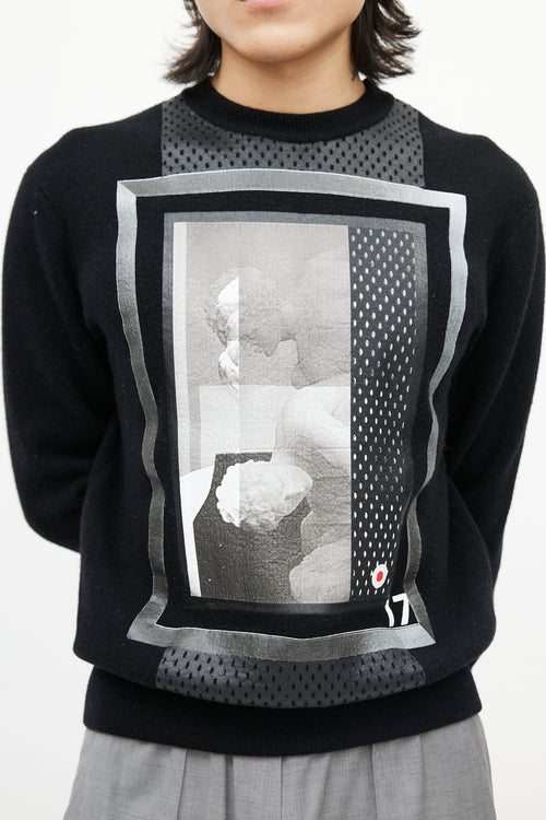 Givenchy Black & Multicolour Wool Face Sweater