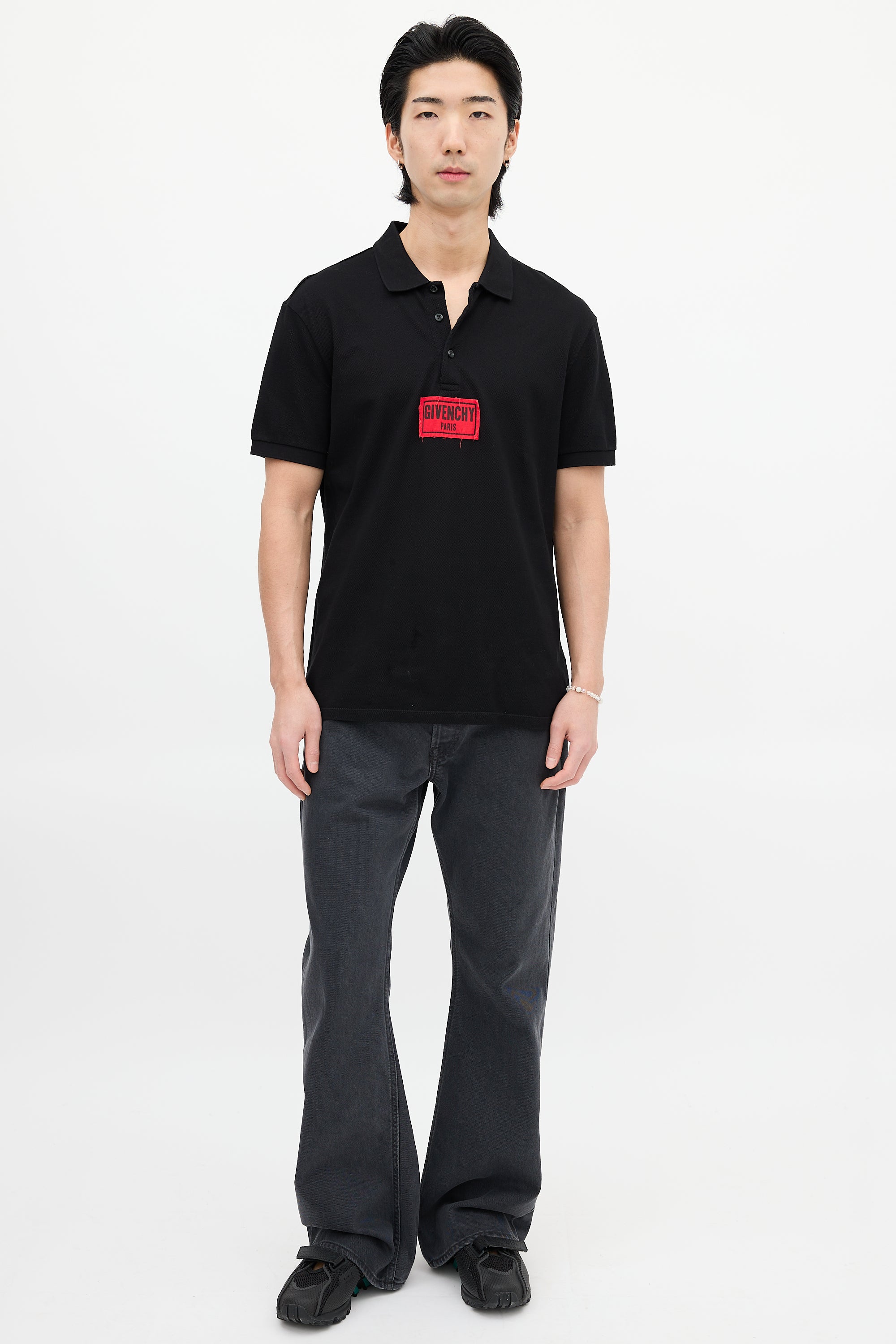 Givenchy Black & Red Patch Logo Polo