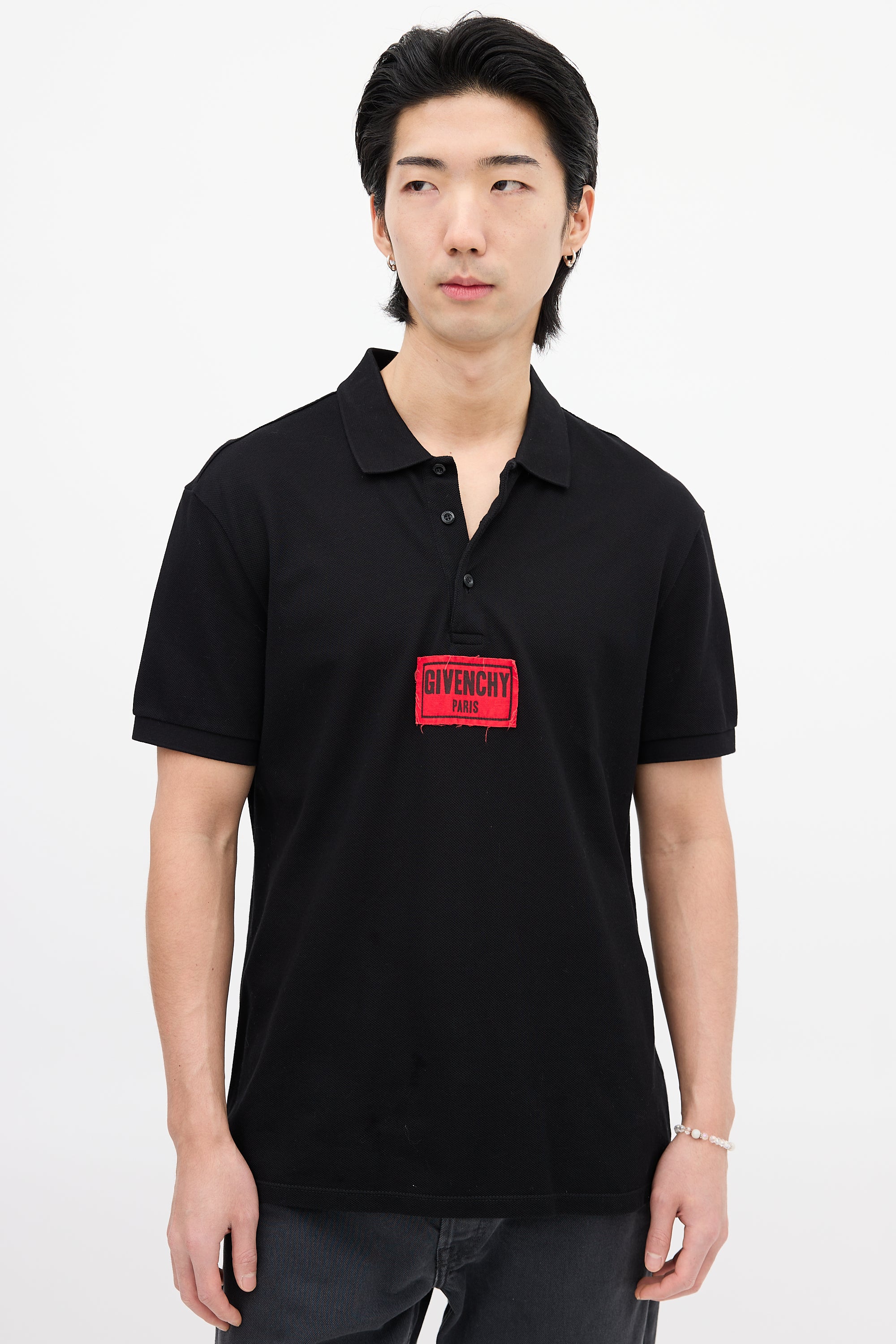 Givenchy Black & Red Patch Logo Polo