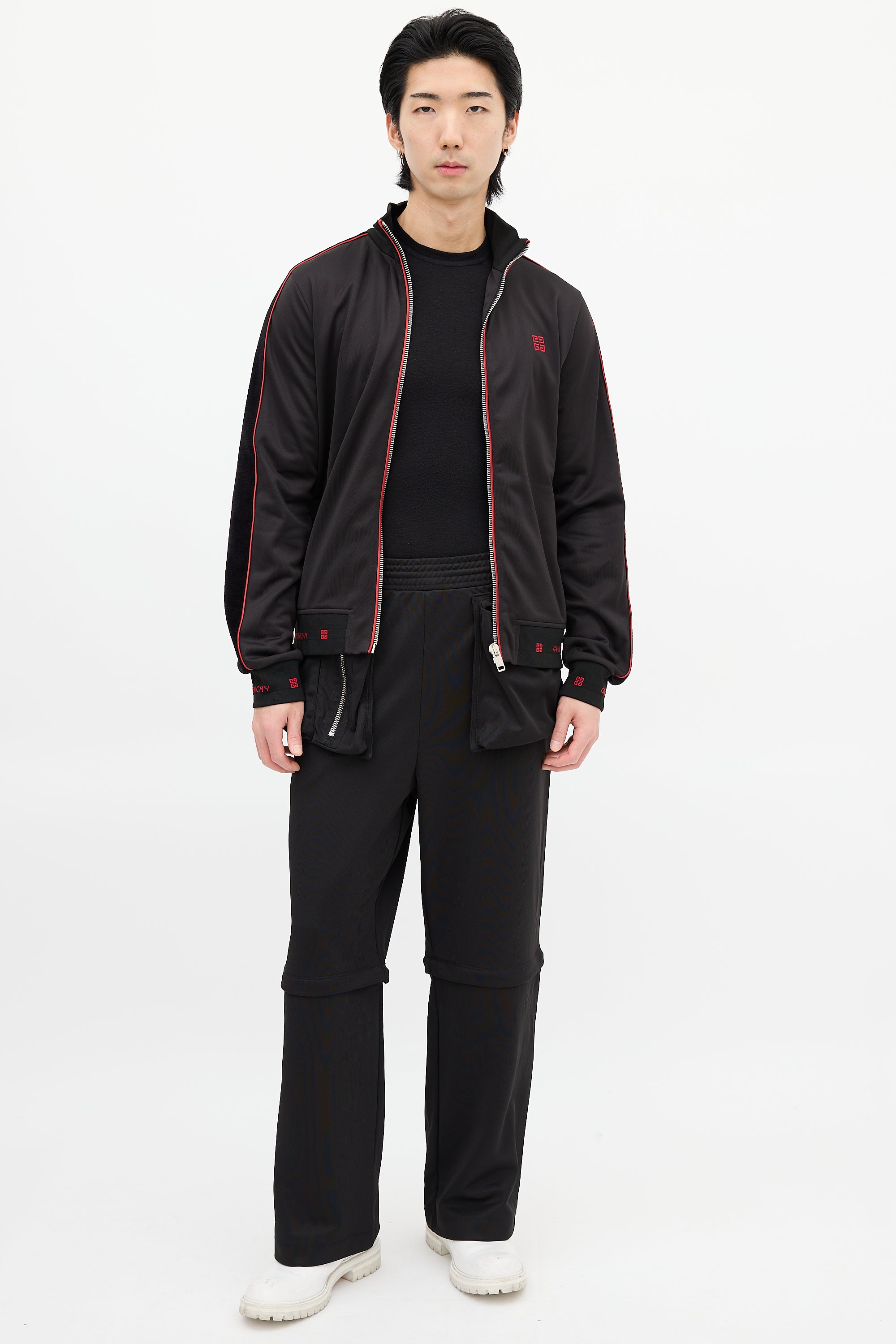 Givenchy Black & Red Square Logo Track Jacket