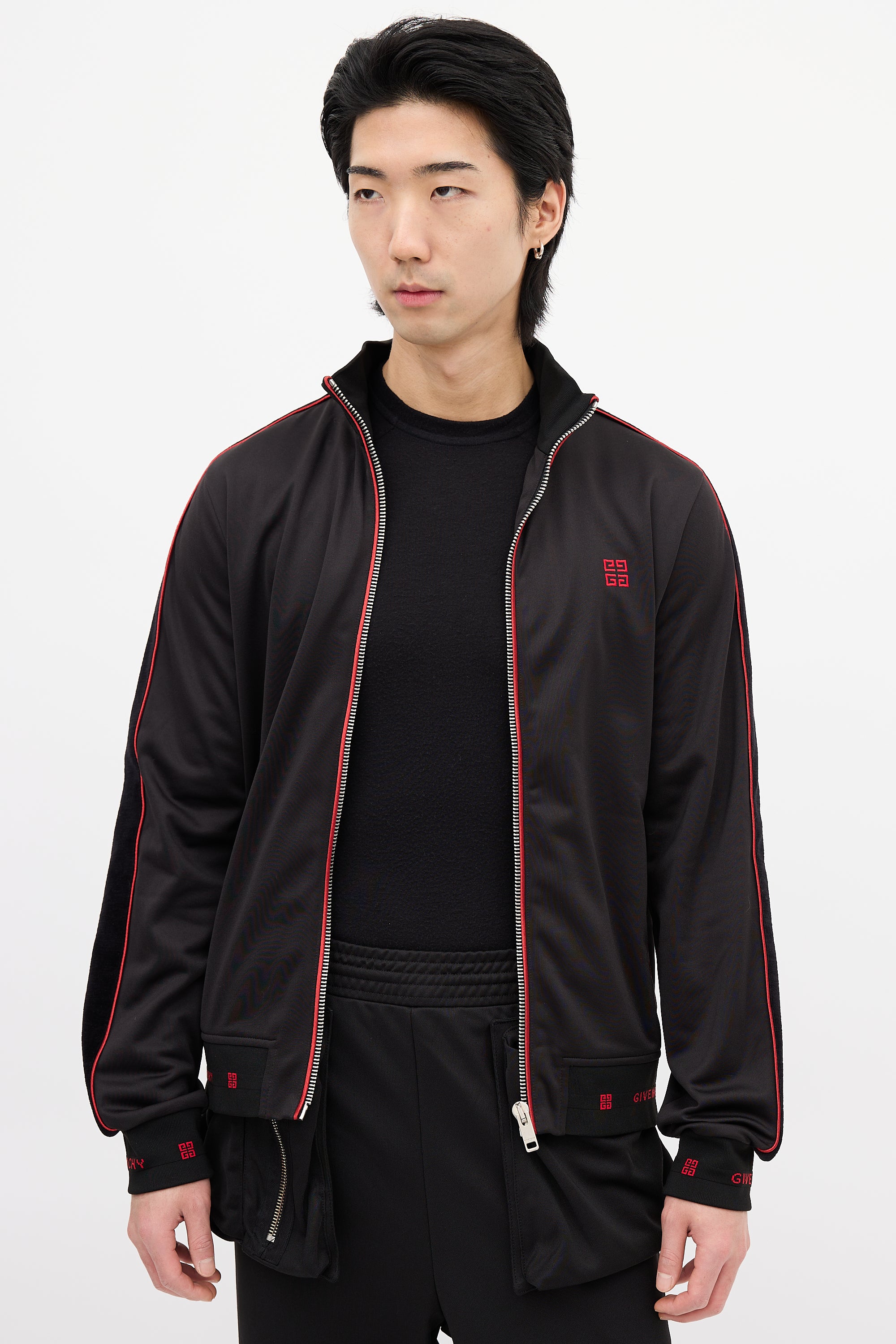 Givenchy Black & Red Square Logo Track Jacket