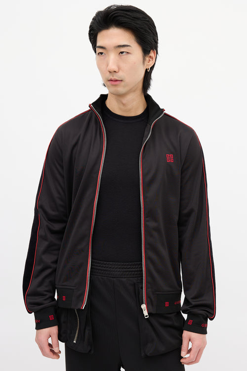 Givenchy Black & Red Square Logo Track Jacket