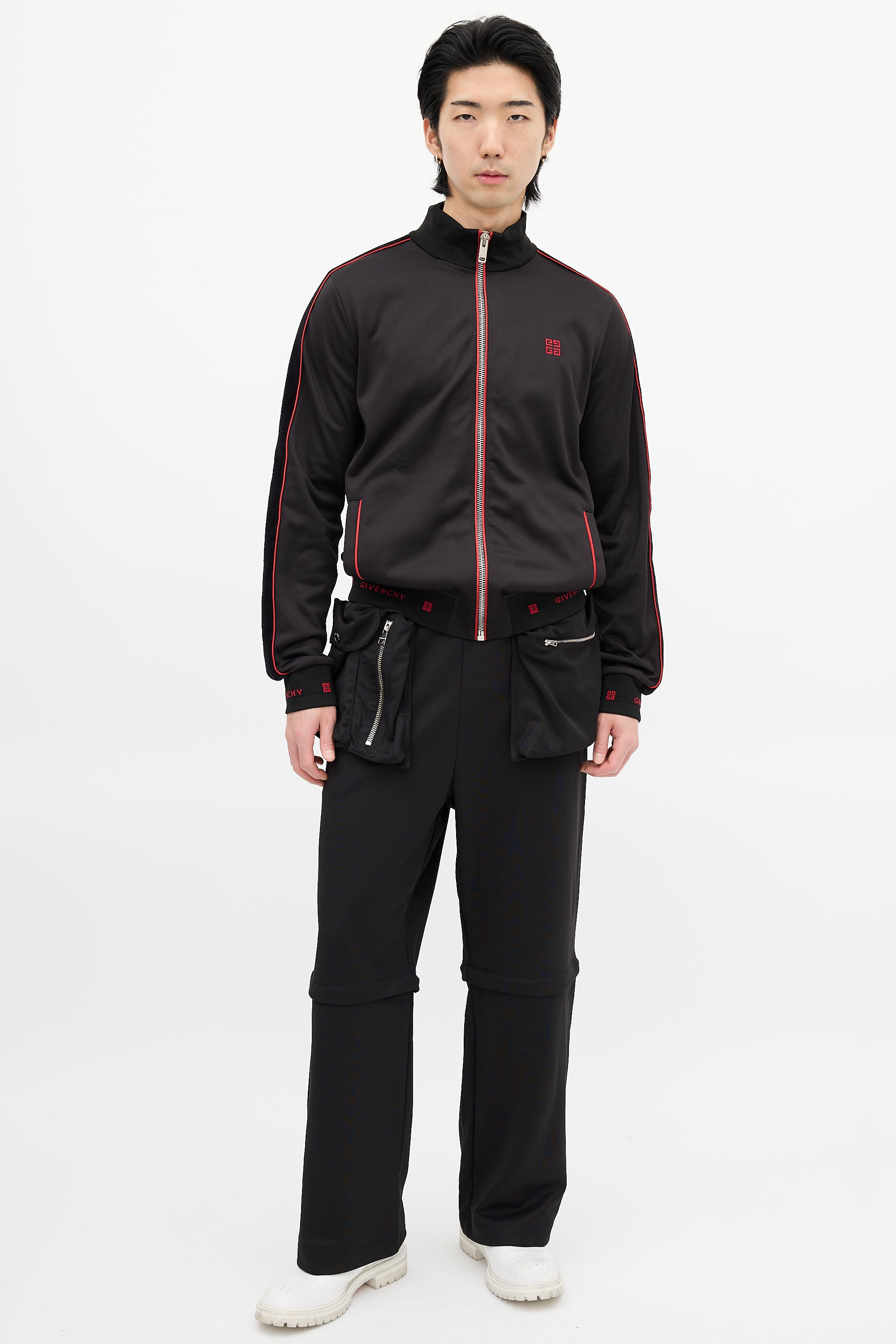 Givenchy Black & Red Square Logo Track Jacket
