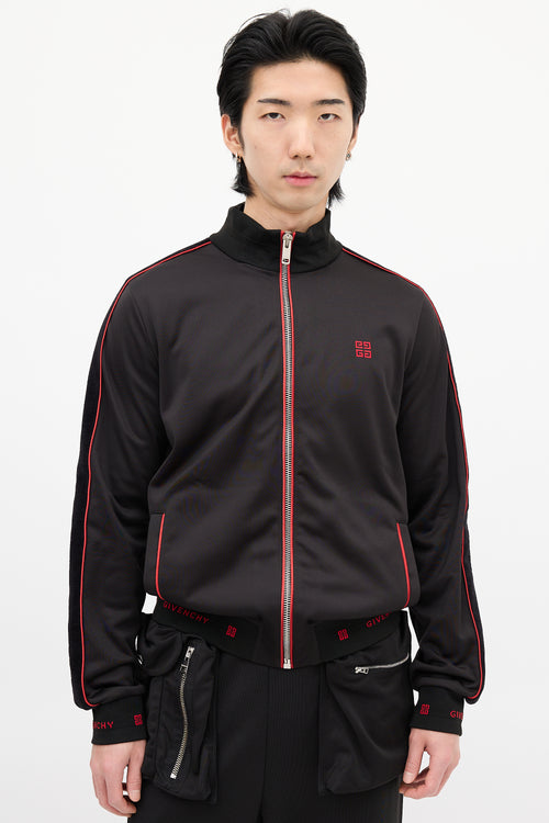 Givenchy Black & Red Square Logo Track Jacket