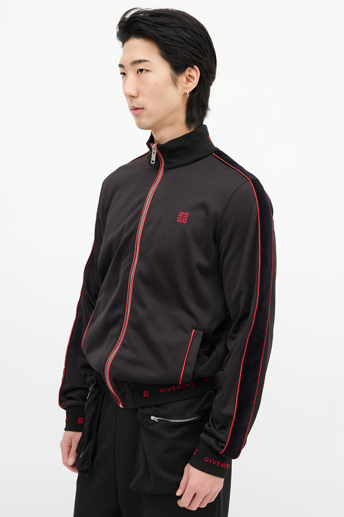 Givenchy Black & Red Square Logo Track Jacket