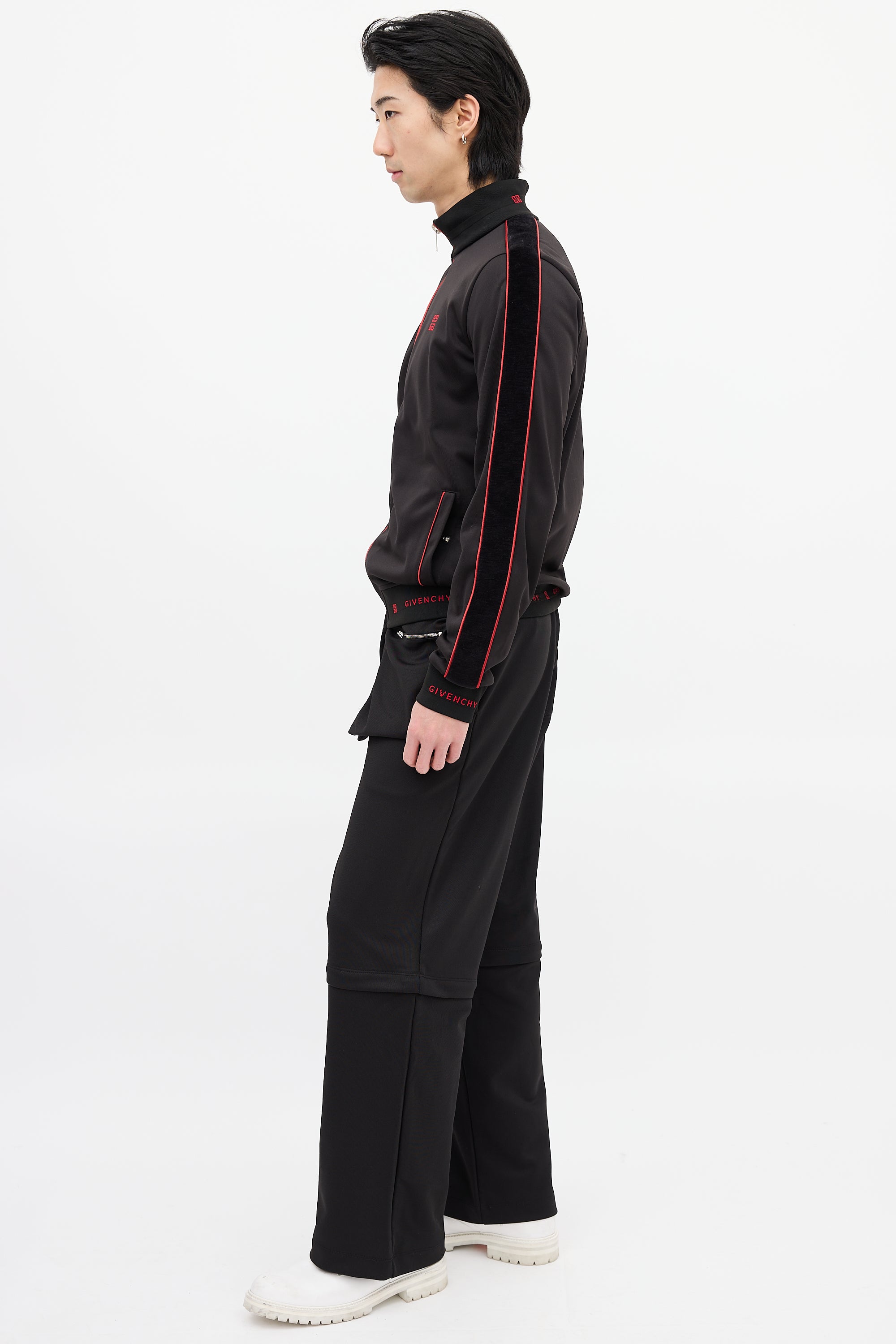 Givenchy Black & Red Square Logo Track Jacket