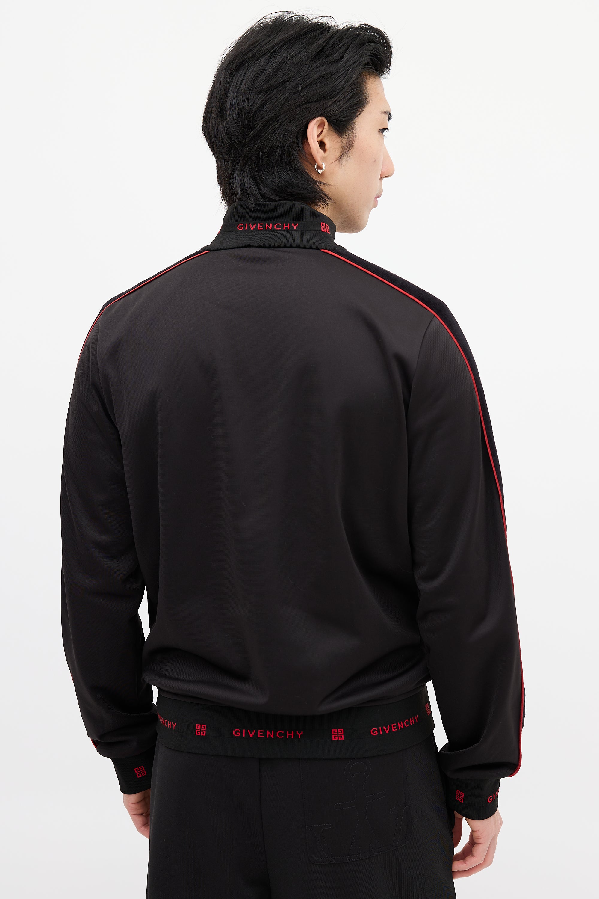 Givenchy Black & Red Square Logo Track Jacket