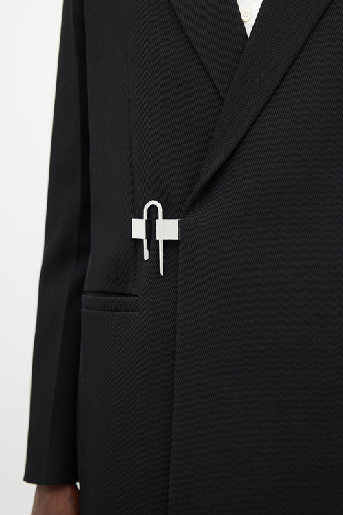 Givenchy Black & Silver Wool Coat