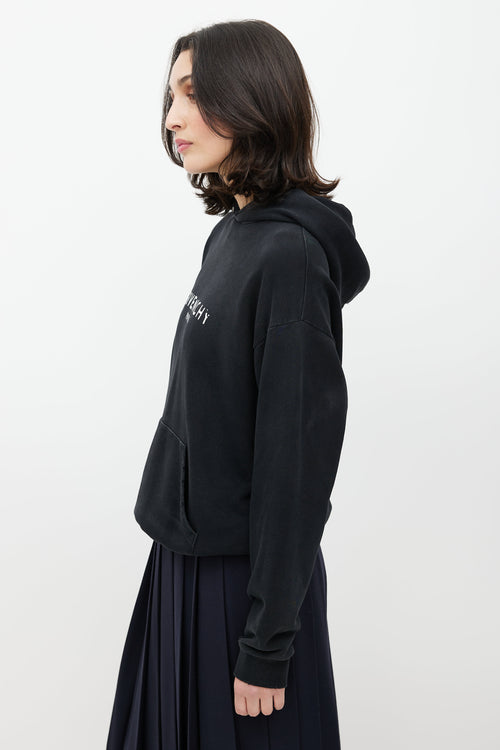 Givenchy Black & White Distressed Logo Hoodie