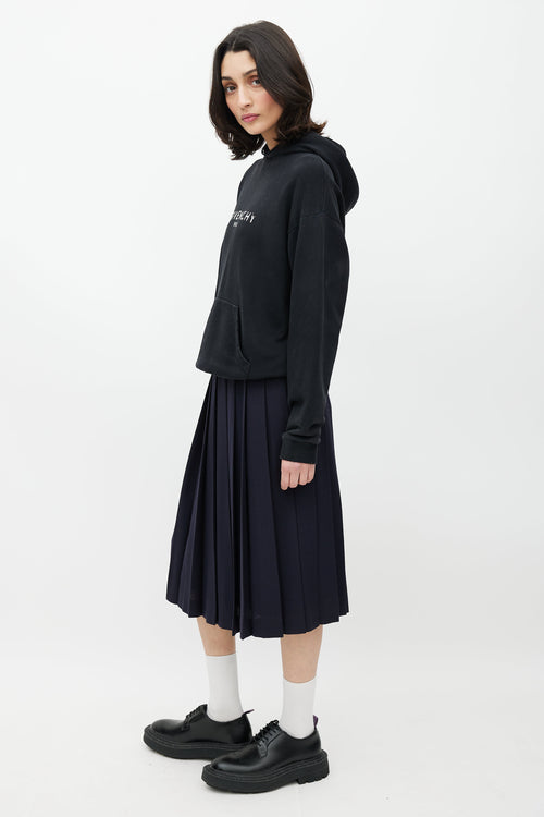 Givenchy Black & White Distressed Logo Hoodie