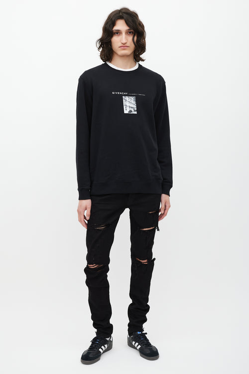 Givenchy Black & White Street Graphic Crewneck Sweater