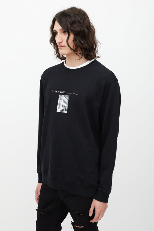 Givenchy Black & White Street Graphic Crewneck Sweater