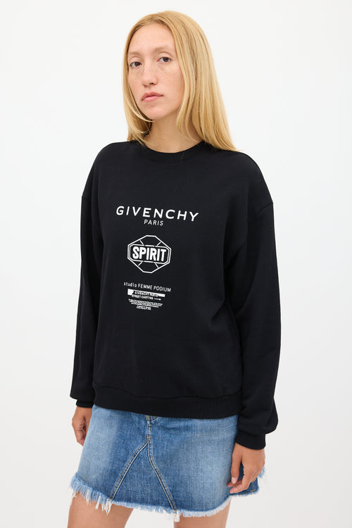 Givenchy Black & White Triple Logo Crewneck