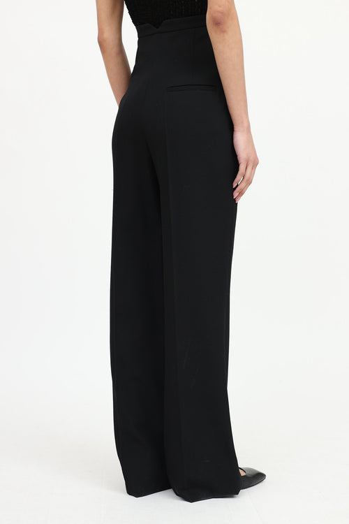 Wool Button Wide Leg Pant