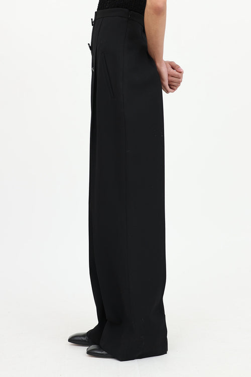Wool Button Wide Leg Pant
