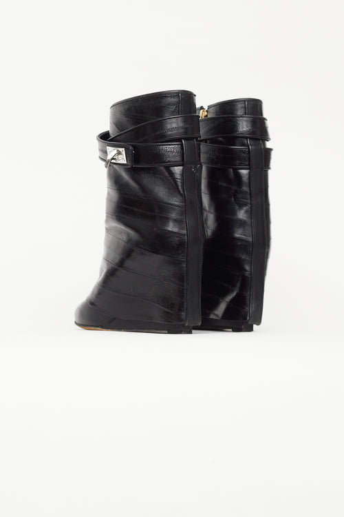Givenchy Black Embossed Leather Shark Ankle Boot