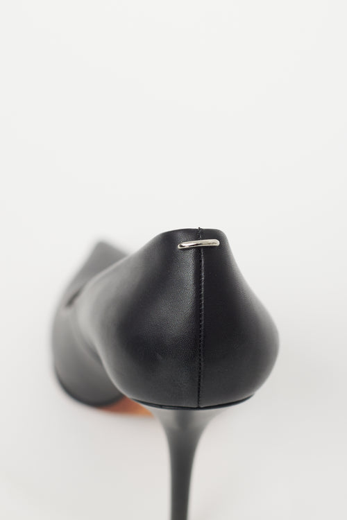 Givenchy Black Leather & Silver Ring Pointed Toe Pump