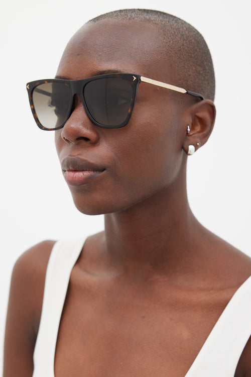 Givenchy Brown & Gold Rectangular GV7096/S Sunglasses