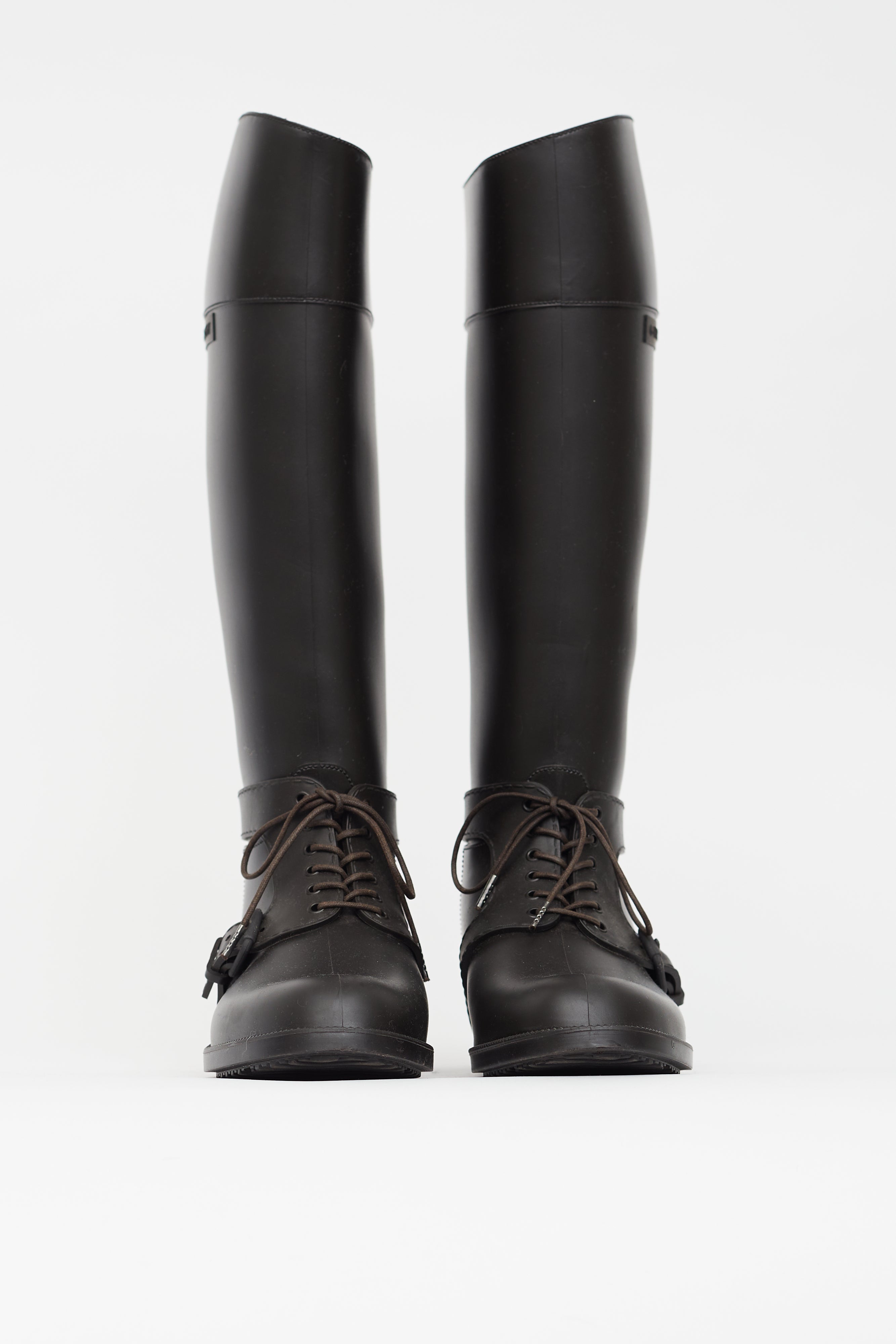 Givenchy Brown Rubber Knee High Riding Boot