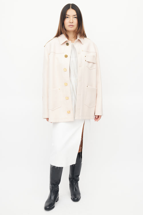 Givenchy Fall 2016 Pink & Gold Wool Buttoned Jacket