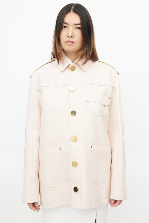 Givenchy Fall 2016 Pink & Gold Wool Buttoned Jacket