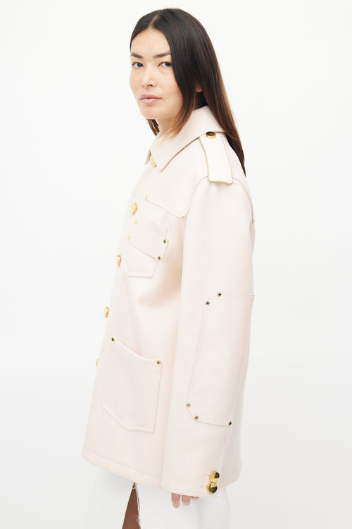 Givenchy Fall 2016 Pink & Gold Wool Buttoned Jacket