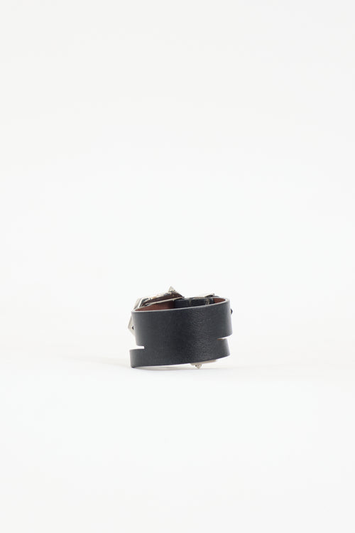 Givenchy Leather Double Buckle Bracelet
