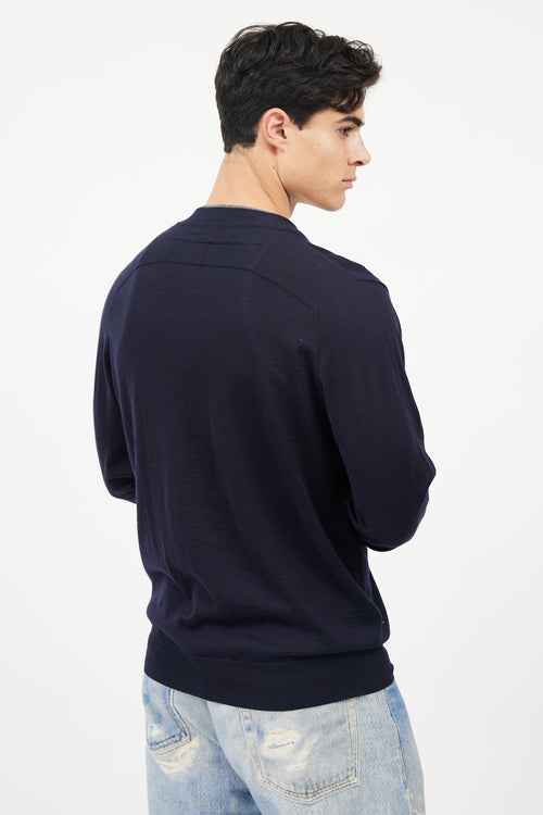 Givenchy Navy Wool Knit Cardigan