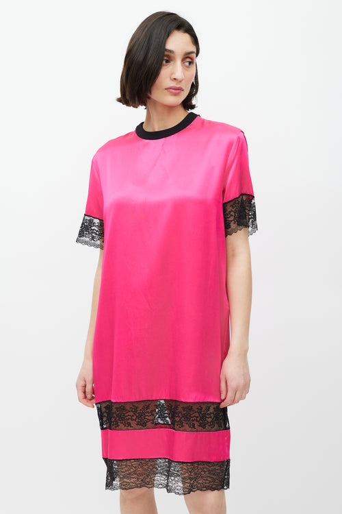 Givenchy Pink & Black Silk Lace Dress