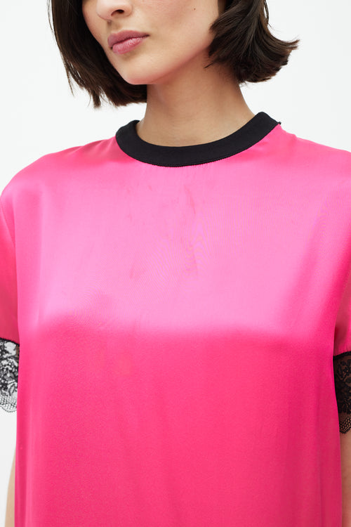 Givenchy Pink & Black Silk Lace Dress