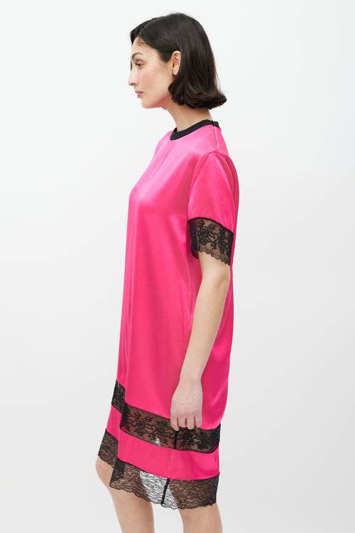 Givenchy Pink & Black Silk Lace Dress