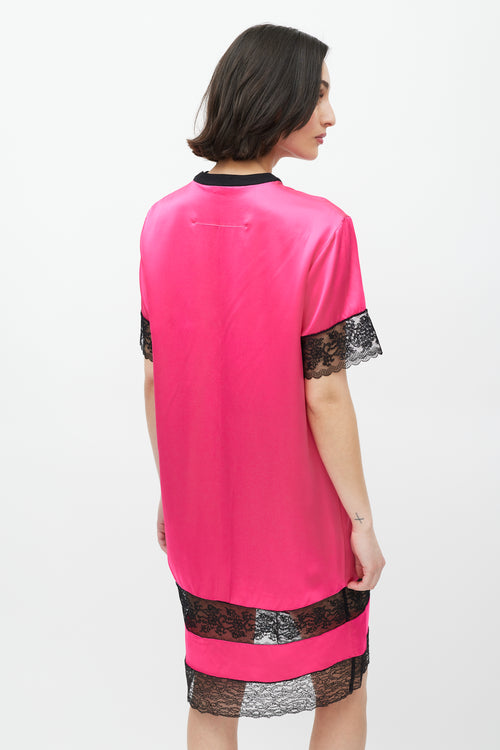 Givenchy Pink & Black Silk Lace Dress
