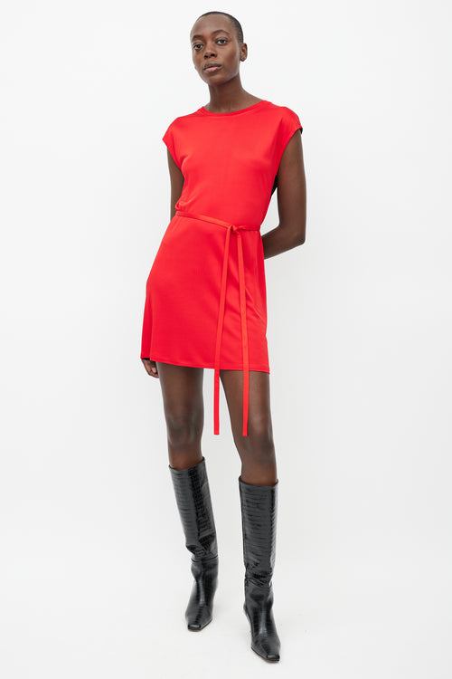 Givenchy Red & Black Belted Dress