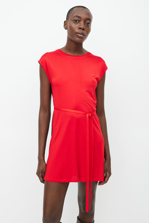 Givenchy Red & Black Belted Dress