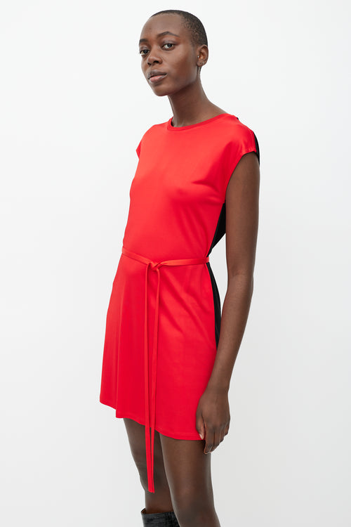 Givenchy Red & Black Belted Dress