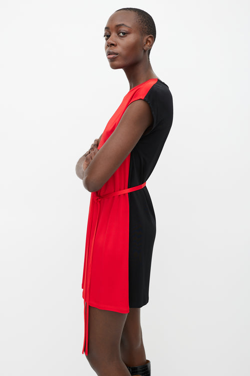 Givenchy Red & Black Belted Dress