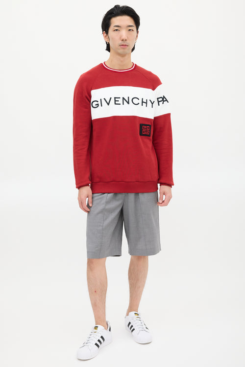 Givenchy Red & Black Embroidered Logo Sweatshirt