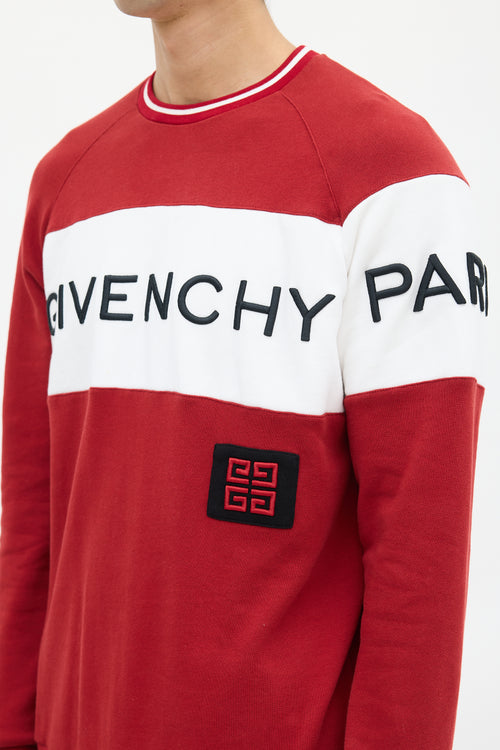 Givenchy Red & Black Embroidered Logo Sweatshirt