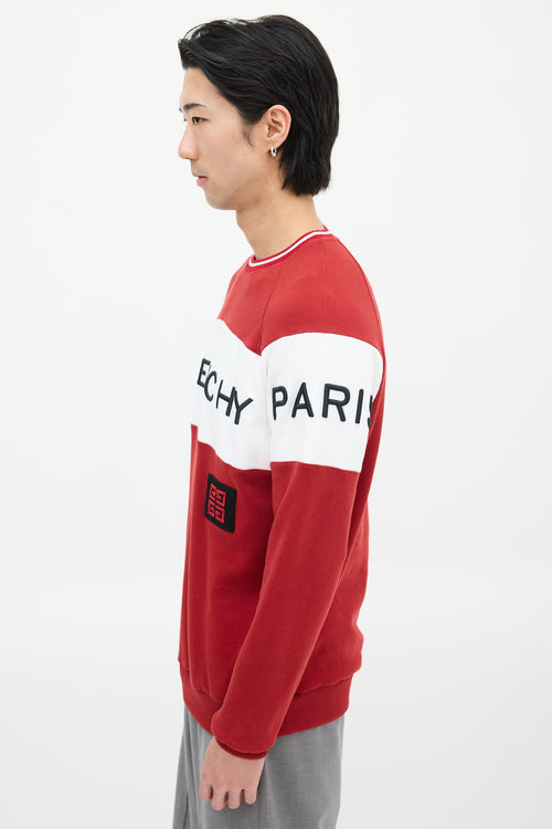 Givenchy Red & Black Embroidered Logo Sweatshirt