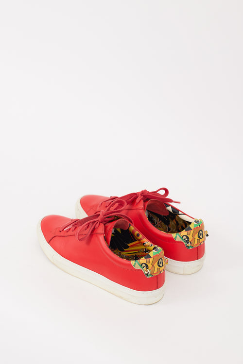 Givenchy Red & Multicolour Leather Urban Street Low Sneaker