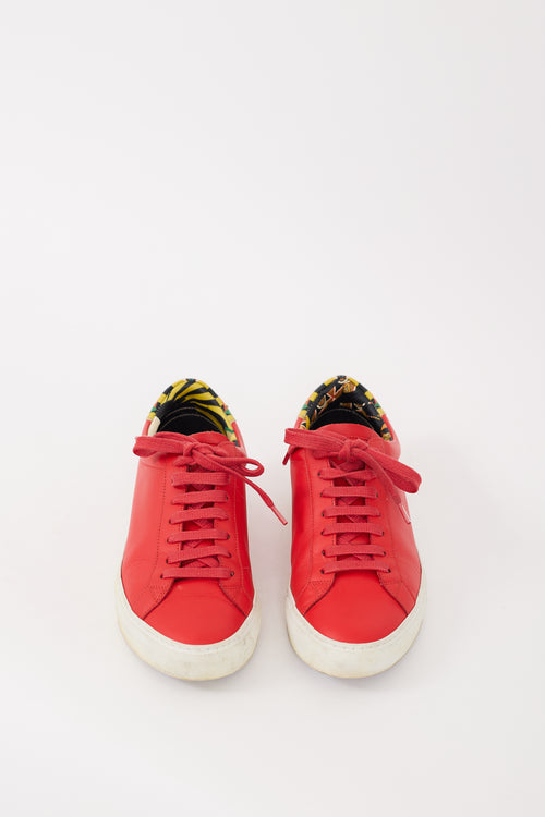 Givenchy Red & Multicolour Leather Urban Street Low Sneaker