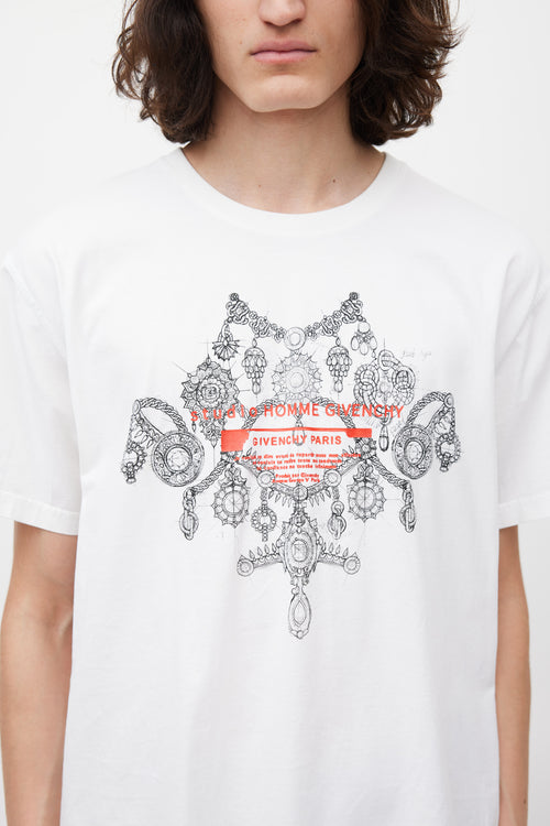 Givenchy White & Multicolour Studio Homme T-Shirt