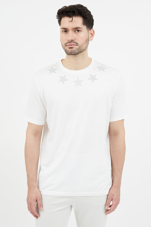 Givenchy White & Silver Star T-Shirt