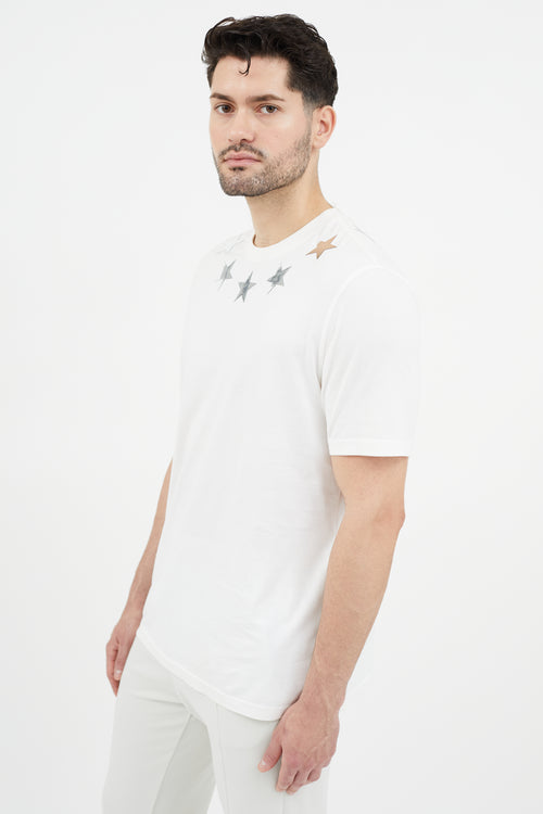 Givenchy White & Silver Star T-Shirt