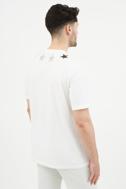 Givenchy White & Silver Star T-Shirt