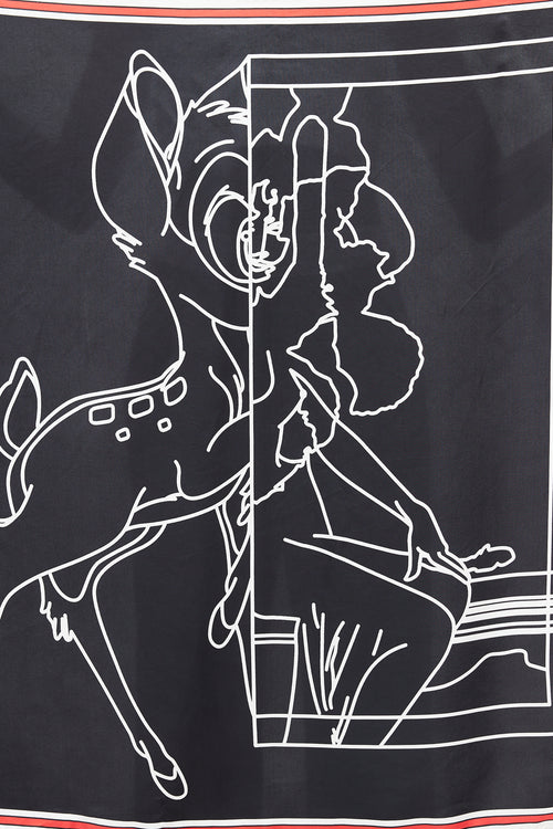 Givenchy X Disney Black & Multi Silk Bambi Scarf