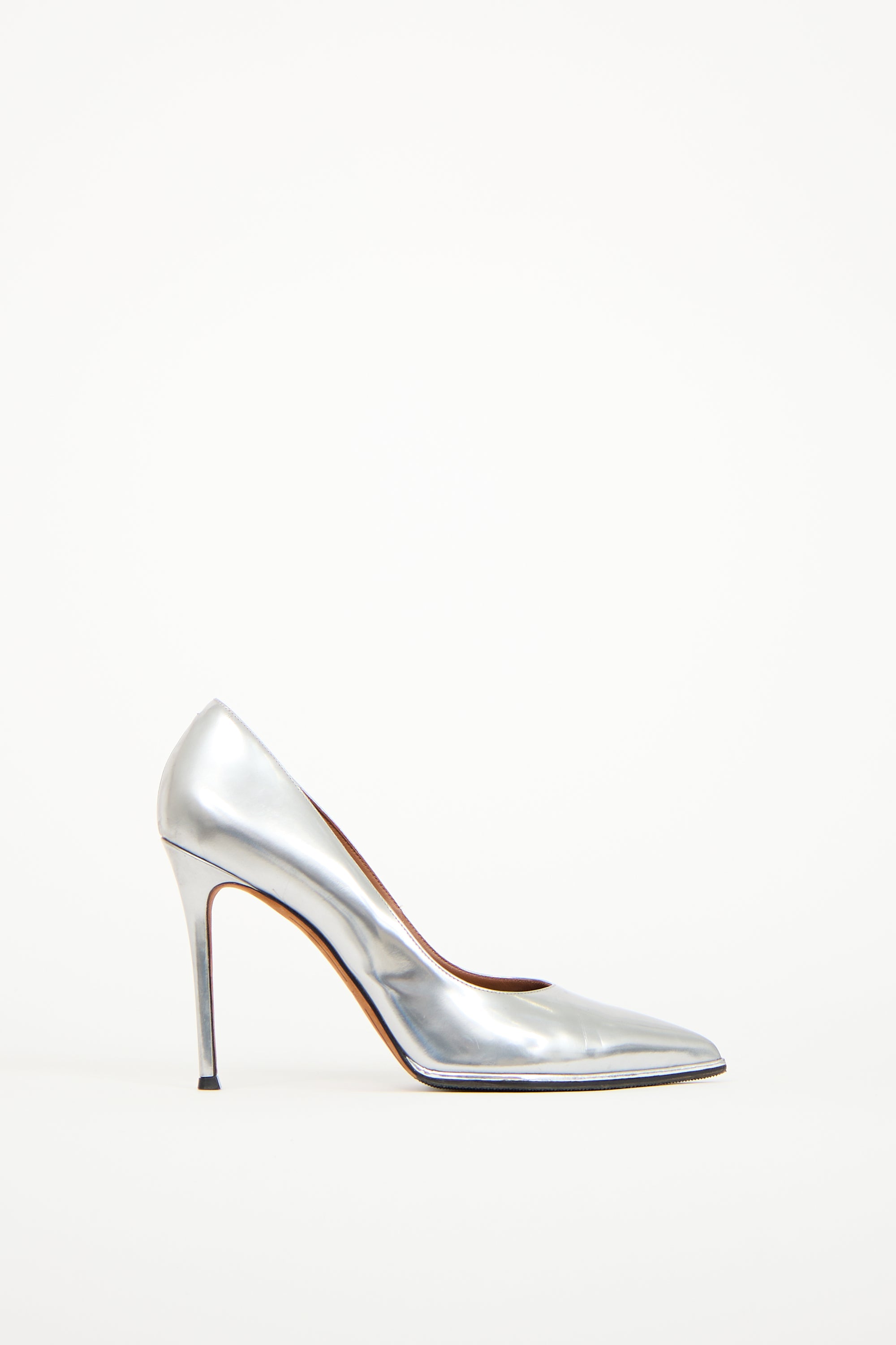 Givenchy Silver Leather Pointed Toe Pump