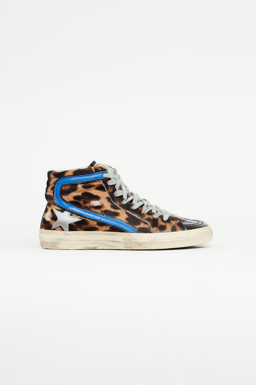 Golden Goose Brown & Multicolour Slide Ponyhair Sneaker